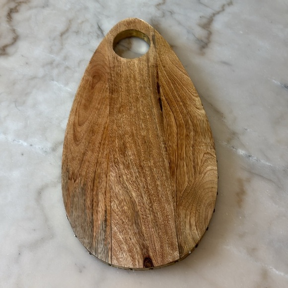 Natural Wood Cheese Board With Golden Edge Gold Accents - Picture 2 of 14